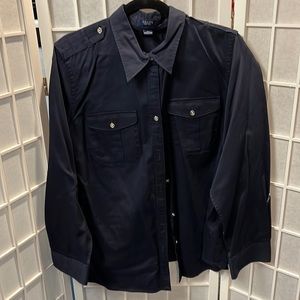 Chaps Navy 2x button down blouse